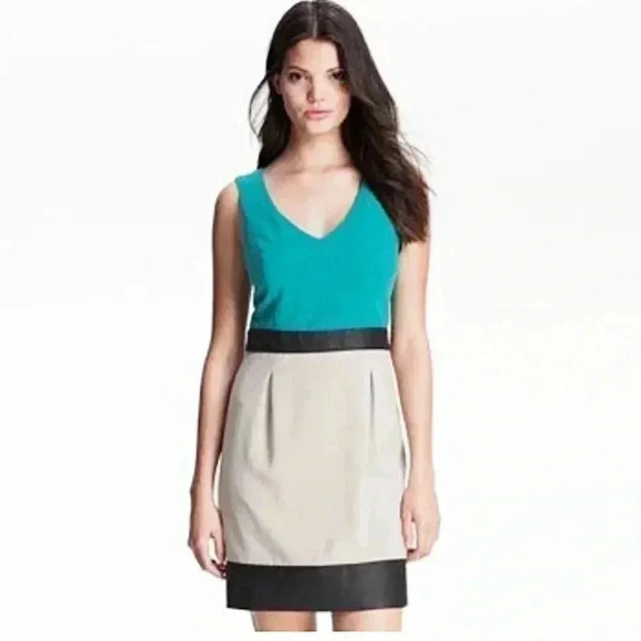 Kensie Color Block Vegan Leather Trim Dress - Picture 2 of 7